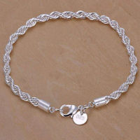 เครื่องประดับ4Mm Twisted Rope Bracelet Simple Fashion Silver Plated Ladies Bracelet