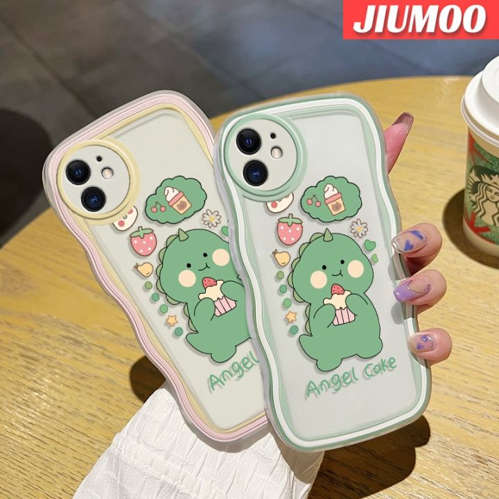 เคส-jiumoo-สำหรับ-iphone-11-11-pro-11-pro-max-เคสลายการ์ตูนเค้กไดโนเสาร์สุดสร้างสรรค์ลายคลื่นขอบเคสโทรศัพท์แบบใสเลนส์กล้องถ่ายรูปกันกระแทกเคสป้องกันแฟชั่นเคสโปร่งใสซิลิโคนนิ่ม