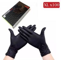 สีดำ ถุงมือยางไนไตร 3.5 กรัม ไซส์ L Nitrile Glove Black 100pcs (50pairs)