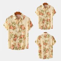 LASGO 2022 Europe and the United States ebay hot selling fashion floral short-sleeved shirt mens lapel short-sleeved shirt men