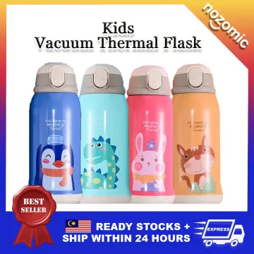 380ml Kids Thermos Cup Cartoon Hot Water Bottle Stainless Steel Thermal  Straw Cup Kindergarten School Students Children