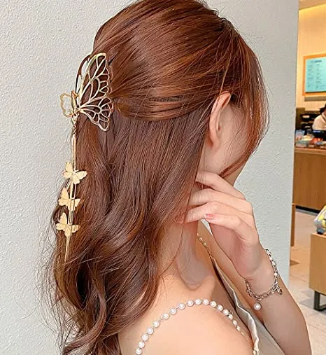 1 Pieces Metal Butterfly Hair Claw Clips Gold Tassel Hair Clamps for Girls Butterfly  Hair Clips for Styling Thick Thin Hair Women Girls | Lazada PH