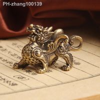 1PC Statue Figurine Wealth Brass Decor Prosperity Chinese Style Ornament Qilin Dragon Luck Animal Fengshui Vintage