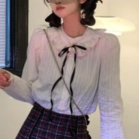 2021 Japanese Sweet Long Sleeve White Shirt Women Summer Plaid Spaghetti Strap Gothic Harujuku Mini Lolita Dress Two-Piece Suit