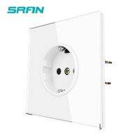 【New】 SRAN Power Socket16A ปลั๊กไฟมาตรฐาน EU,แผงกระจกนิรภัยแบบเต็มกระจกสีขาว82มม. X 82มม. เต้ารับไฟฟ้า