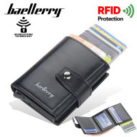 Baellerry ใหม่ RFID ปิดกั้นคุ้มครองผู้ชายกระเป๋าสตางค์ ID ผู้ถือบัตรเครดิตหนังโลหะอลูมิเนียมธุรกิจธนาคารผู้ถือบัตรกระเป๋า