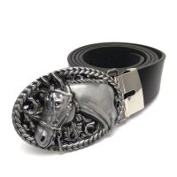 Male Accessories Belts With Western Cowboy Horse Mens Designer Oval Metal Belt Buckle Black PU Leather Belt For Men Jeans