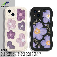 JieFie เคสโทรศัพท์มือถือดอกไม้ภาพวาดสีน้ำมันใหม่สำหรับ OPPO A15 / A15S / A36 / A76 / A96 / A5 / A9 / A3S / A12E / A52 / A92 / A53/A33ขอบลอนเคสป้องกันทนแรงกระแทก TPU