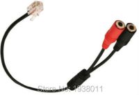 ✿❃◘ VoiceJoy Dual 3.5mm PC Female Jack to RJ9 Plug for Analog PC Headset to Telephone Headset Computer 3.5mm to RJ9 adapter