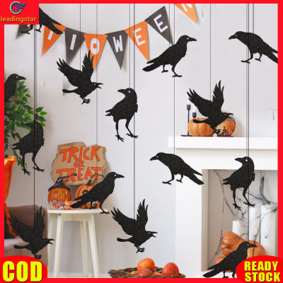 LeadingStar RC Authentic 32pcs Paper Crow Halloween Hanging With 100m Black Thread Crow Holiday Party Decoration Prop Pendant For Party