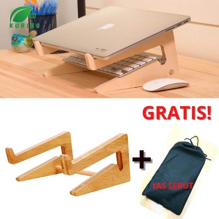 Wood Laptop Stand Note Book Stand Portable Unik Meja Laptop Kayu ...