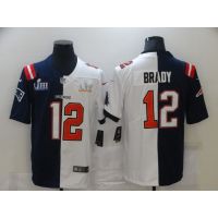 NFL New England Patriots Tampa Bay Buccaneers   12 Brady  87 Gronkowski Half and Half Football Jersey ชุดฟุตบอลผู้ชาย เสื้อฟุตบอล
