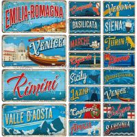 【YF】✥❐♞  Artisian ITALY Landmark License Plate Ctiy State Province Metal Sign Car Tin Plaque Wall