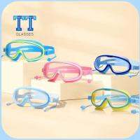 TT GLASSES ซิลิโคนทำจากซิลิโคน แว่นตาว่ายน้ำสำหรับเด็ก พร้อมที่อุดหู พีวีซีพีวีซี อุปกรณ์เสริมสำหรับว่ายน้ำ ของขวัญสำหรับเด็ก เอชดีไอพี แว่นตาว่ายน้ำกรอบใหญ่ เด็กเด็กๆ