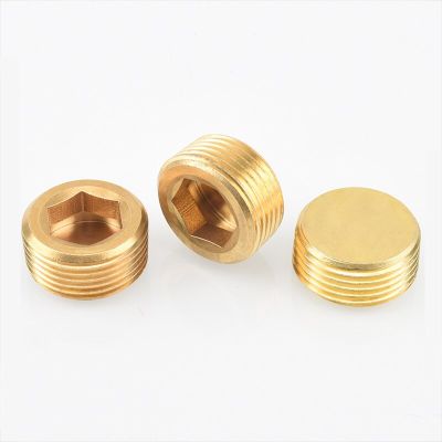 Male Thread Brass Hex Socket End Cap Plug Pipe Fittings Metric Connector Coupler Adapter 1/8" 1/4" 3/8" 1/2" 3/4" 1" BSP Pipe Fittings Accessories