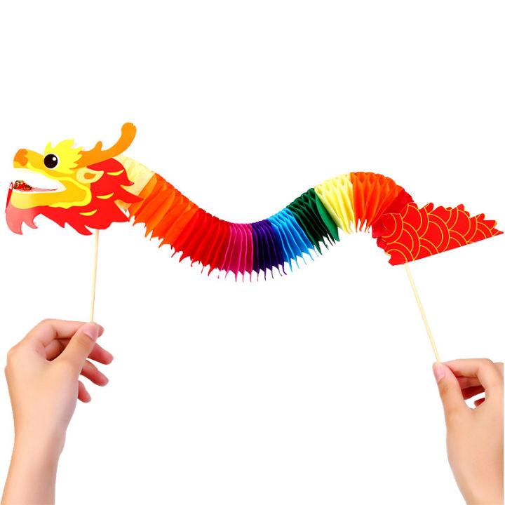 ของเล่นมังกรกระดาษ-diy-ของเล่นทำมือสำหรับเด็กแพ็กเกจวัสดุการเต้นรำเทศกาลแข่งเรือมังกรสุดสร้างสรรค์