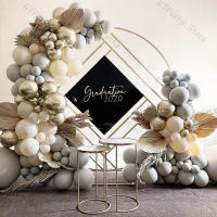 128pcs Doubled Light Gray Balloons Garlands Wedding Baby Shower Party Decoration Chrome Gold White Sand Ballon Arch Anniversary
