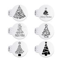 6pcs/set Christmas Tree Cake Lace Stencils Wedding Party Cookie Mould Cupcake Decoration Template Cake Tool Bread Cake  Cookie Accessories