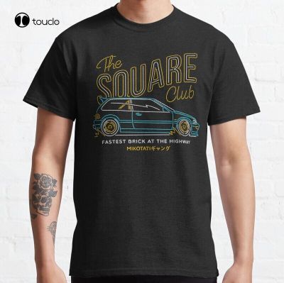 The Square Club Civic Eg Classic Kanjo Kanjozoku Car Streetracing Jdm Tshirt Cotton Tee Shirt