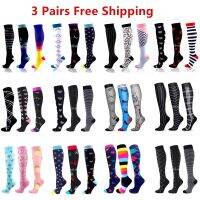 3 Pairs Free Shipping Nurse Compression Socks Varicose Veins Women Men Knee High 20-30 MmHg Edema Diabetes Running Sports Socks