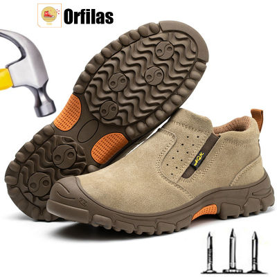 Orfilas 🎉🎉Safety Shoes หัวเหล็ก พื้นเหล็ก รองเท้าบูท ต่อต้านยอดเยี่ยม ป้องกันการเจาะ ทนต่ออุณหภูมิสูง รองเท้านิรภัยสําหรับผู้ชาย