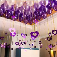 50 100pcs Purple Heart Laser Sequined Rain Balloon Pendant Romantic Wedding Room Birthday Party Decoration Balloon Accessories Balloons