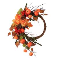 Pumpkin Wreath 19inch Decorative Fall Outdoor Wreath Fall Outdoor Wreath Fall Decorations for Home Fall Decor Pumpkin Decor Fall Wreaths for Front Door stylish