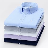 Spring and Autumn New Mens Oxford Plaid Shirt For Long Sleeve High Quality Pure Cotton Soft Comfort Slim Fit Man Dress Shirts