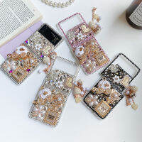 YIQIAN สำหรับ Samsung Galaxy Z Flip 4 ผู้หญิงสาวกรณีโทรศัพท์,3D Bling แฮนด์เมด Sparkle ที่สวยงามหินคริสตัลเพชร Bliing Glitter ฮาร์ดพีซีกรณีโทรศัพท์สำหรับ Galaxy Z พลิก4ผู้หญิงสาว