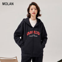 MOLAN เสื้อสเวตเตอร์แจ็คเก็ตพิมพ์ลายนิวยอร์กเสื้อสเวตเตอร์ใหม่มีซิปสำหรับผู้ชายและผู้หญิง1898