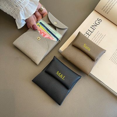 Custom Letters Fashion Women Cow Leather Credit Card Holder Drivers License Card Cover Bifold Wallet Coin Purse Small Card Case Card Holders