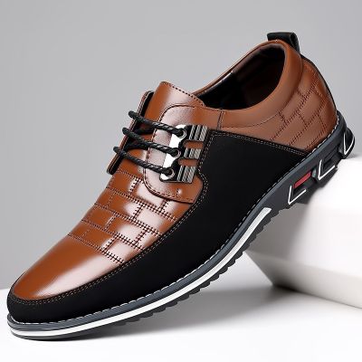 Men Sneakers Shoes Fashion Brand Classic Lace-Up Casual Loafers Pu Leather Shoes Black Breathable Business Men Shoes Big Size