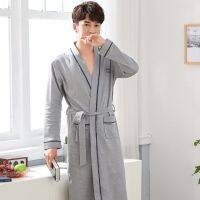 Autumn Spring Men Robe Gown Casual Cotton Kimono Bathrobe Male Daily Spa Home Clothes Long Sleeve Sleepwear Oversize 4XL