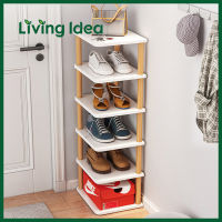 Living idea ชั้นวางรองเท้า ที่วางรองเท้า Shoe Rack ชั้นวางรองเท้าเข้ามุม ประหยัดพื้นที่ ชั้นไม้วางรองเท้า