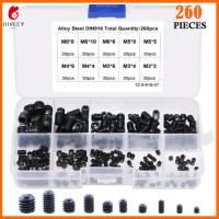 DIVECY เหล็กกล้าคาร์บอนเกรด12.9 ชุดสกรูสกรู M3/4/5/6/8 10ขนาด Hex grub screw Assortment KIT พร้อมกล่องเก็บของ สีดำสีดำ ชุดสกรูจัดประเภทเมตริก ตกแต่งด้วยไม้ตกแต่ง