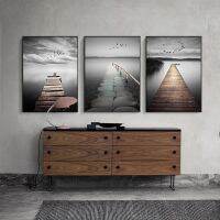 Black And White Lake Trestle Canvas Posters Modern Natural Scape Pictures Prints Nordic Parlor Porch Wall Art Paints Decor-เพิ่มสัมผัสแห่งความเงียบสงบให้กับบ้านของคุณด้วยงานศิลปะที่สวยงามชิ้นนี้