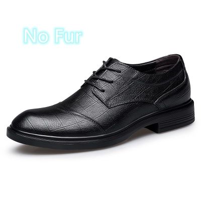 Brand Genuine Leather Luxury Oxford Mens Shoes Casual British Warm Winter Shoes for Business Formal Dress Plush Snow Big Size 50