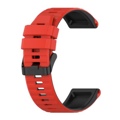 สำหรับ Garmin Fenix 7X 26มม. สายนาฬิกาข้อมือสีซิลิโคนผสม (แดง + ดำ)