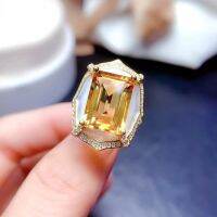 【hot】 Citrine 925 Sterling Large Grain Luxury Jewelry Designer