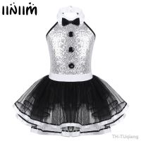 Kids Girls Sequins Leotards Gymnastics Professional Ballet Tutu Dress Modern Lyrical Dancing Costume Girls Ballerina Dance Wear