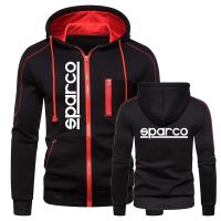 Sparco พิมพ์เสื้อกันหนาวหมวกผู้ชายซิปกีฬาหลายซิปสลิมฟิตแจ็คเก็ตแขนยาวเสื้อลำลอง