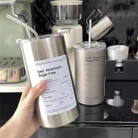 ❇ 360/600ml Thermos Cup Portable 304 Stainless Steel Coffee Mug Thermal Leak-proof Water Bottle with Straw Insulated Bottle