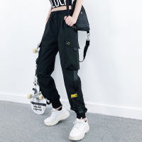 Women Fashion Streetwear Cargo Pants Black Ankle Length Elastic Waist Joggers Female Loose Trousers Casual Plus Size Haren Pants