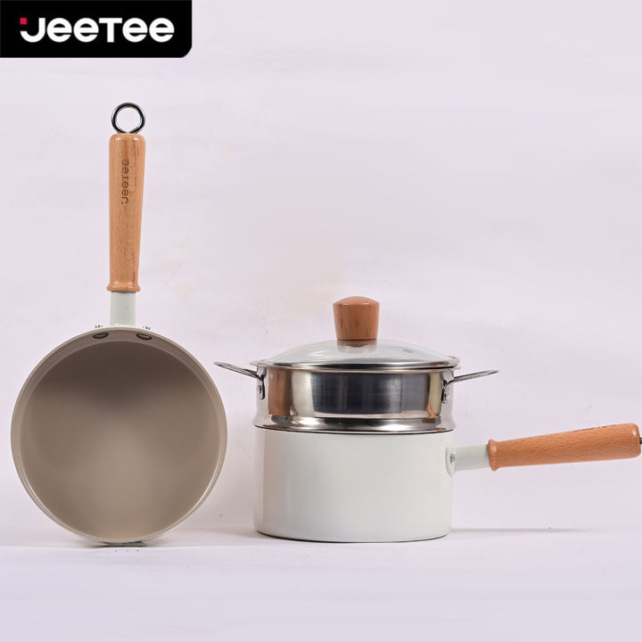  JEETEE Ceramic Cookware Set, White Pots and Pans Set