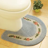 Pastoral U Shaped Bathroom Bath Mat Nonslip Toilet Rugs Water Absorption Floor Mat for Toilet Hand Sink Washable Toilet Mat