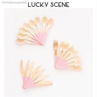 ✼◄♝ 24PCS/Set Disposable Wooden Tableware Forks Spoons Knife Wedding Birthday Party Supplies Tableware Decorations S00183