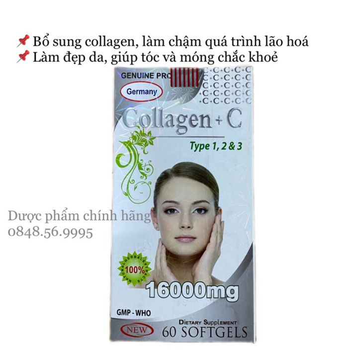 Viên uống đẹp da Collagen + C Type 123 16000mg bổ sung collagen ...
