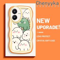 Chenyyka เคสสำหรับ เคสสำหรับ VIVO Y22เคส Y22s ลายการ์ตูนไดโนเสาร์น่ารักใหม่ Colour มาการอนคลื่นเคสมือถือกันกระแทกแบบใสนิ่มเคสโปร่งใสลายกล้องถ่ายรูปเก๋ไก๋ปลอกซิลิกาเจลฝาครอบป้องกัน