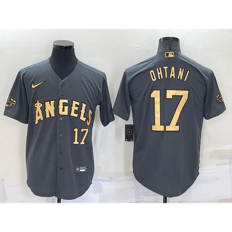 Men's Mike Trout Los Angeles Angels Black Gold & White Gold Jersey - A