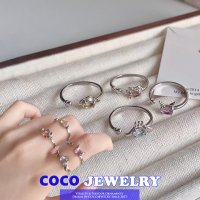 COCOJEWELRY แหวนปรับขนาดได้คริสตัลลายการ์ตูนน่ารัก Sanrio สำหรับผู้หญิง